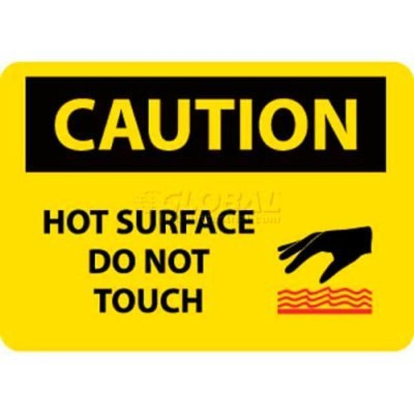 National Marker Co NMC OSHA Sign, Caution Hot Surface Do Not Touch, 10in X 14in, Yellow/Black C525AB